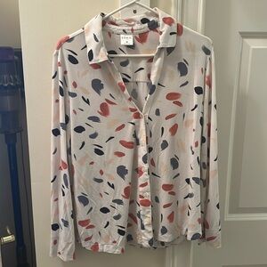 Soma Black & White Paisley Button-Up Pajama Top - Size Small